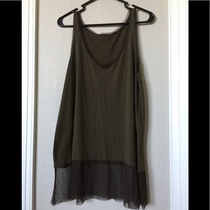 Zara long dark green tank top shirt